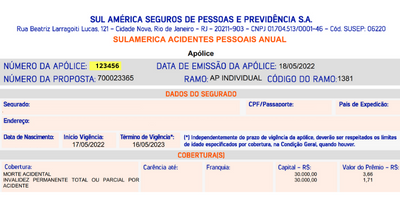 modelo de Apólice seguro estágio sulamérica